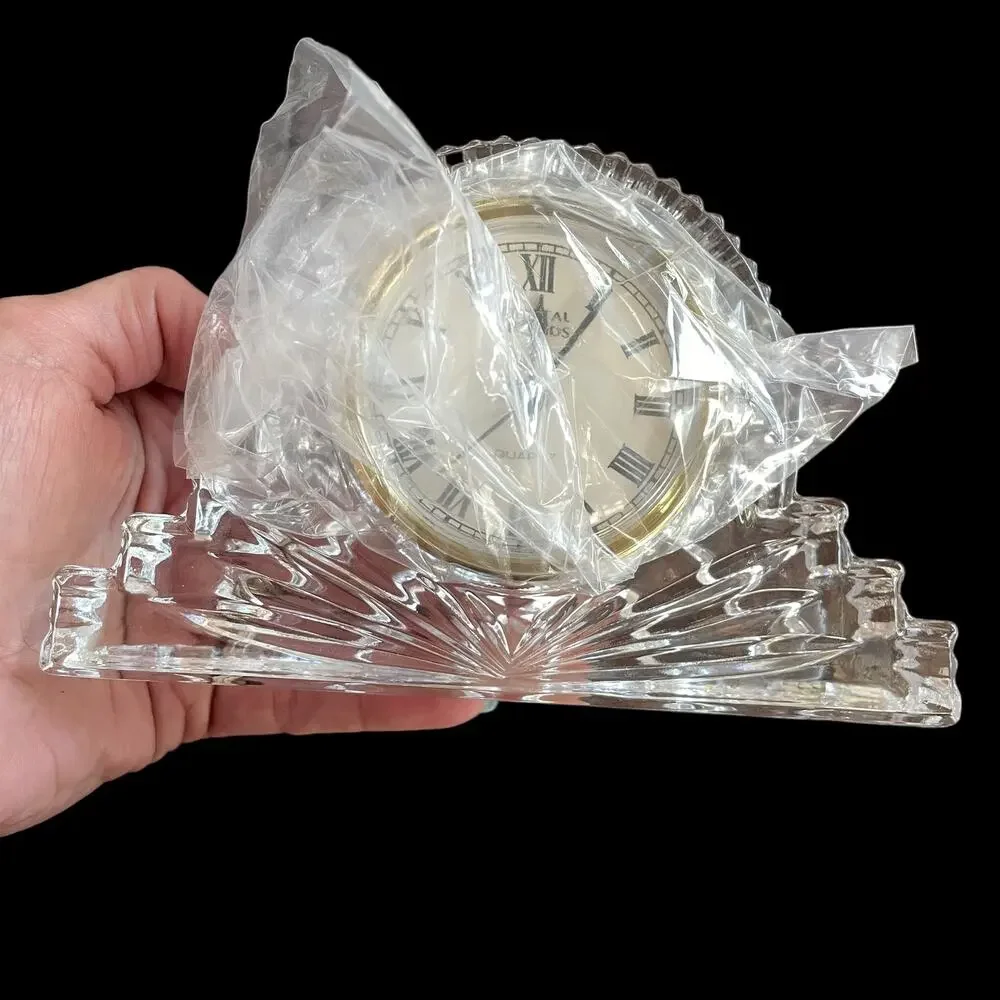 Crystal Legends by Godinger Cut Lead Crystal Mantle Clock Gift New Old Stock